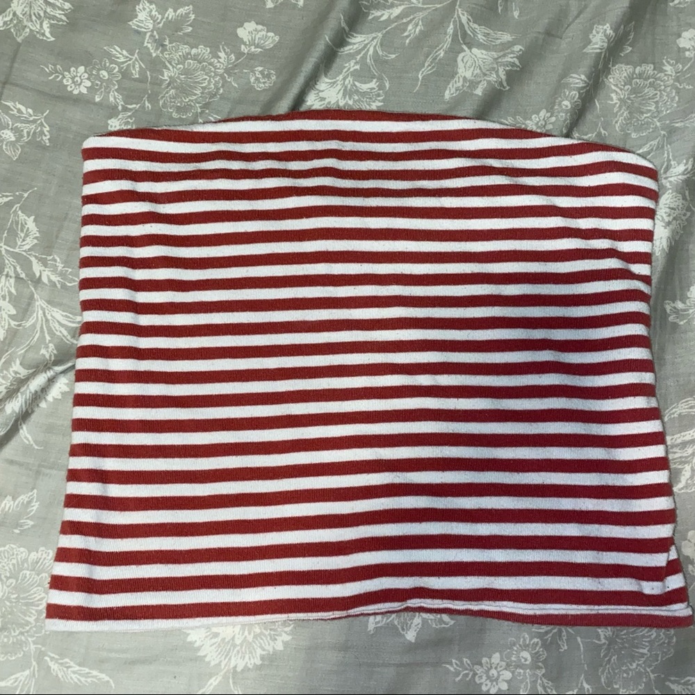 Brandy Melville Red & White Striped Tube Top